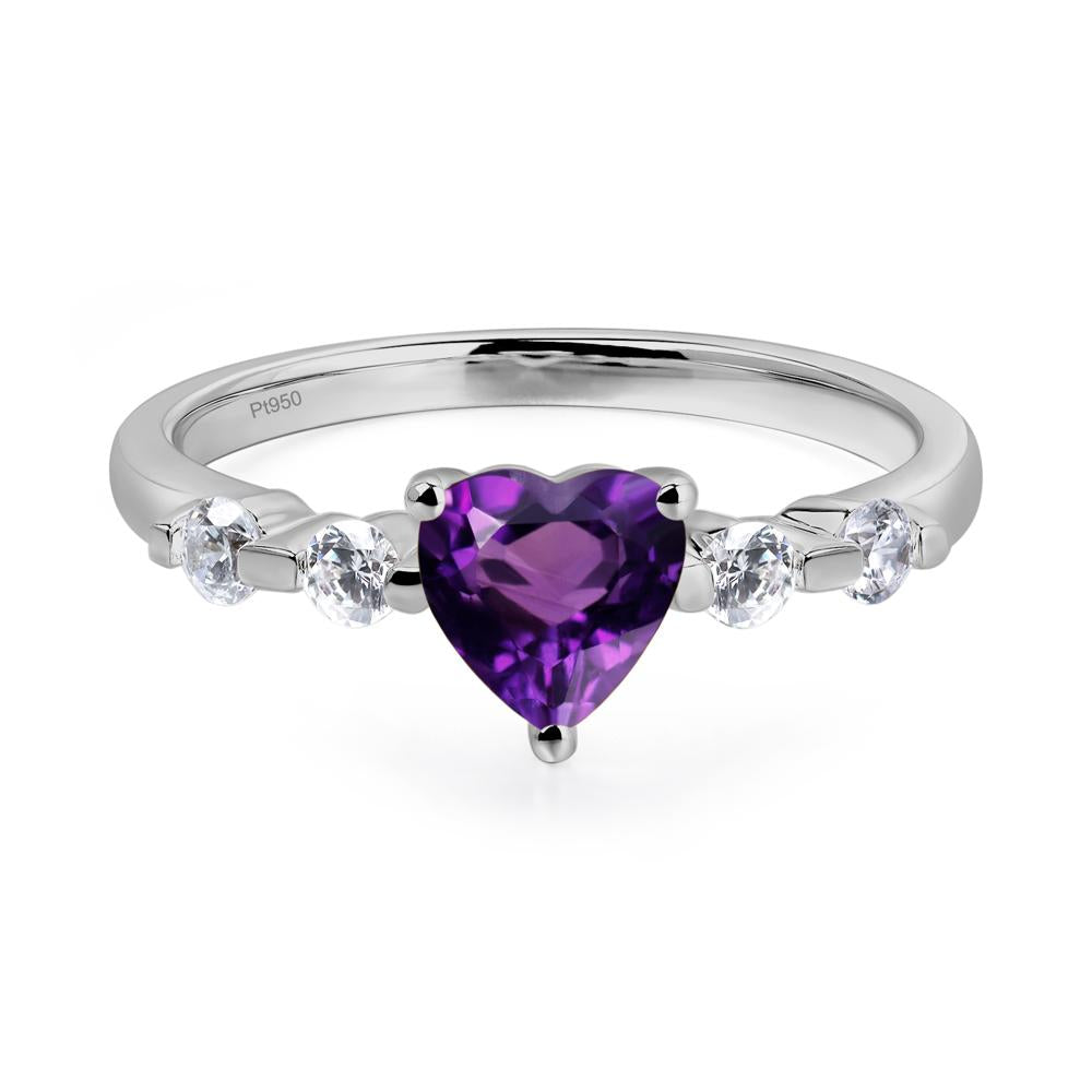 Dainty Heart Amethyst Engagement Ring - LUO Jewelry #metal_platinum