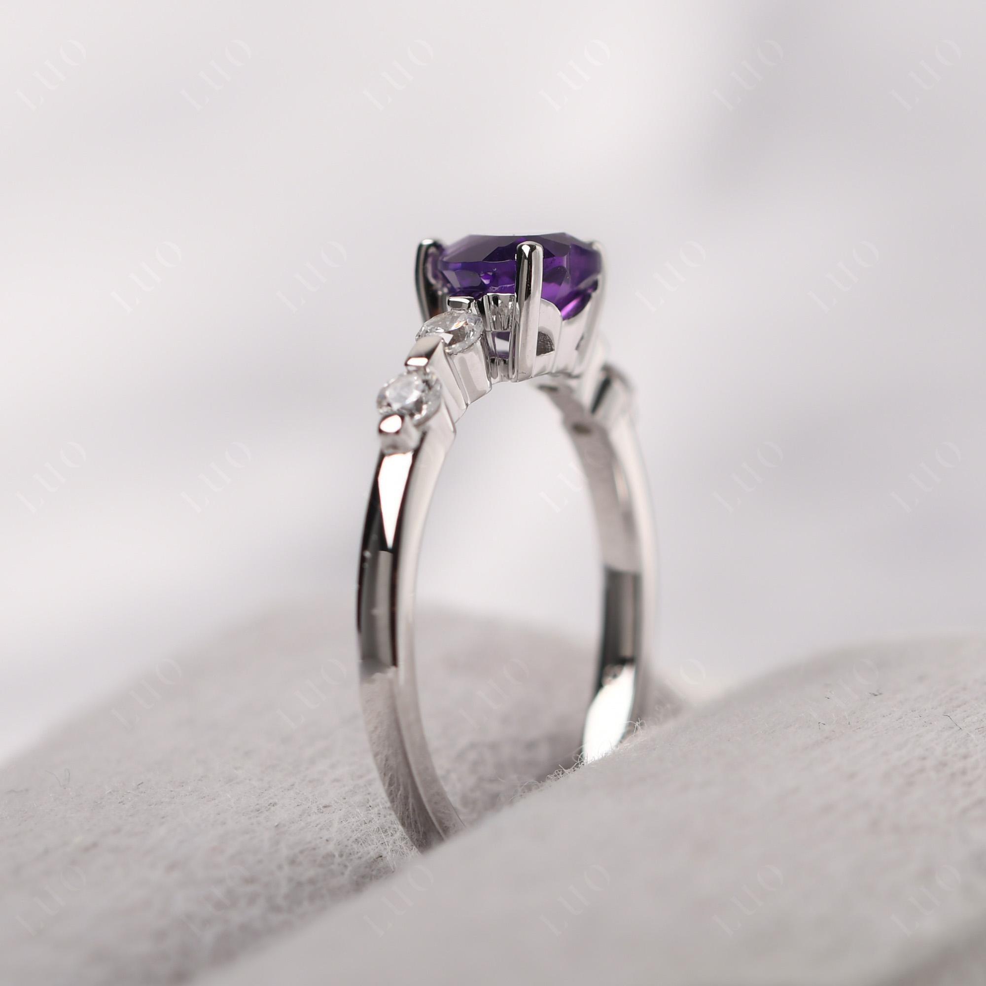 Dainty Heart Amethyst Engagement Ring - LUO Jewelry