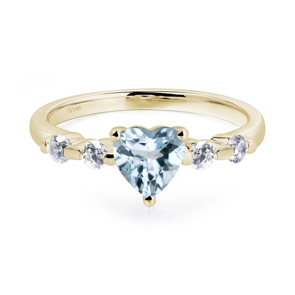 Dainty Heart Aquamarine Engagement Ring - LUO Jewelry #metal_14k yellow gold