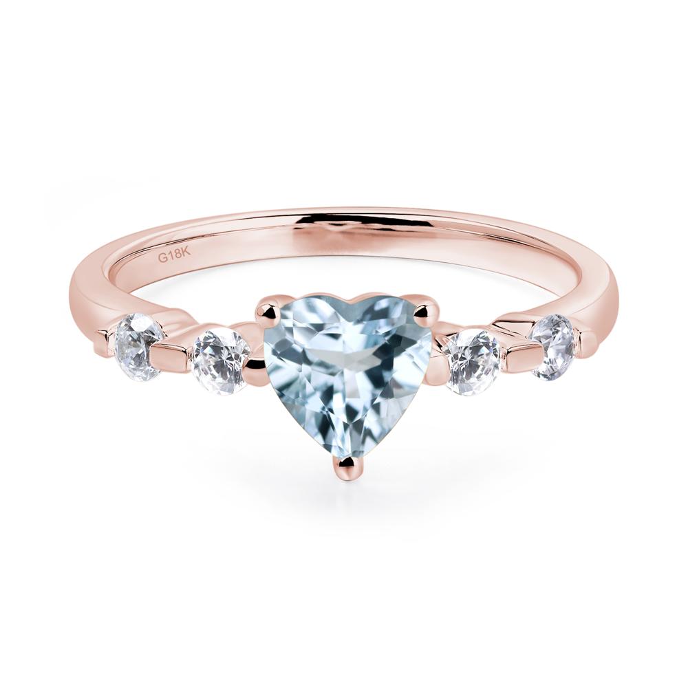 Dainty Heart Aquamarine Engagement Ring - LUO Jewelry #metal_18k rose gold
