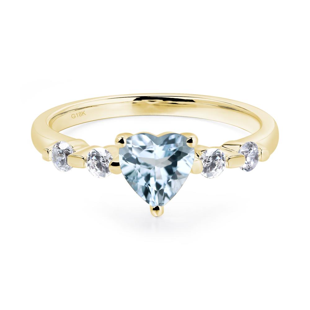 Dainty Heart Aquamarine Engagement Ring - LUO Jewelry #metal_18k yellow gold
