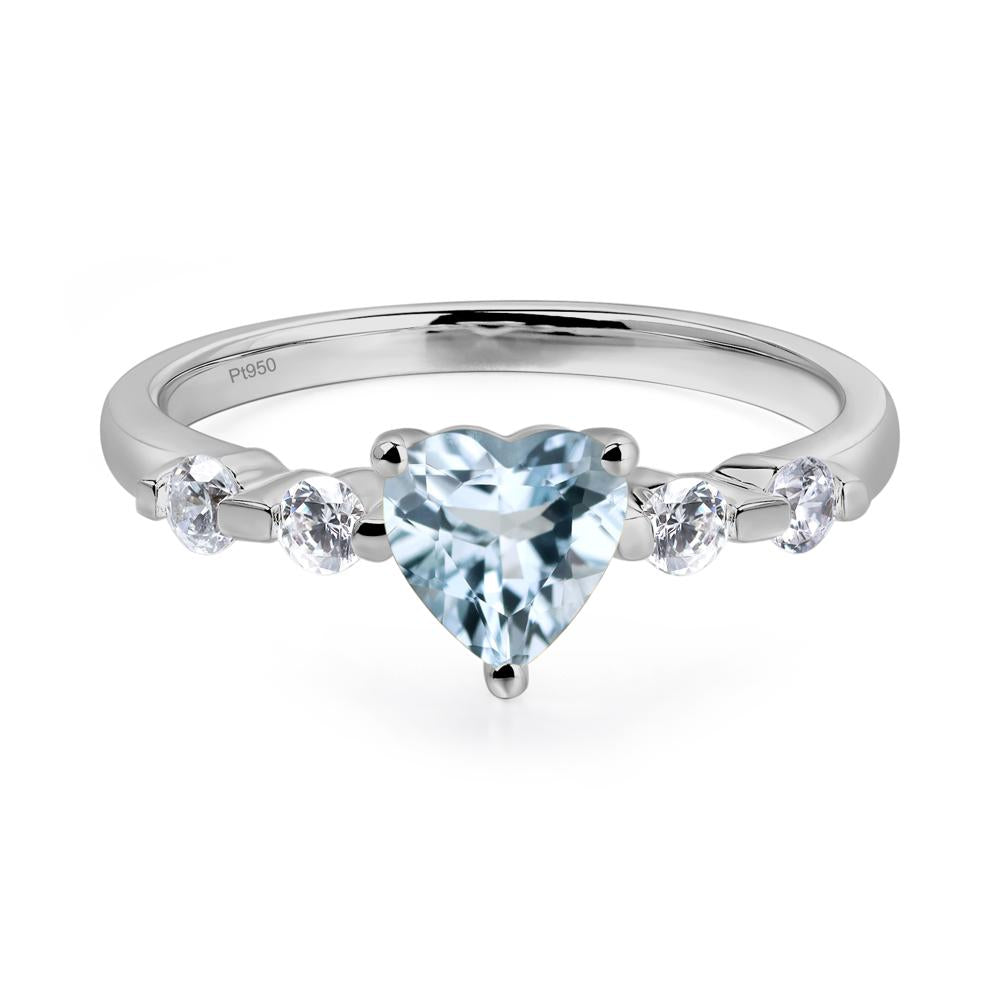 Dainty Heart Aquamarine Engagement Ring - LUO Jewelry #metal_platinum