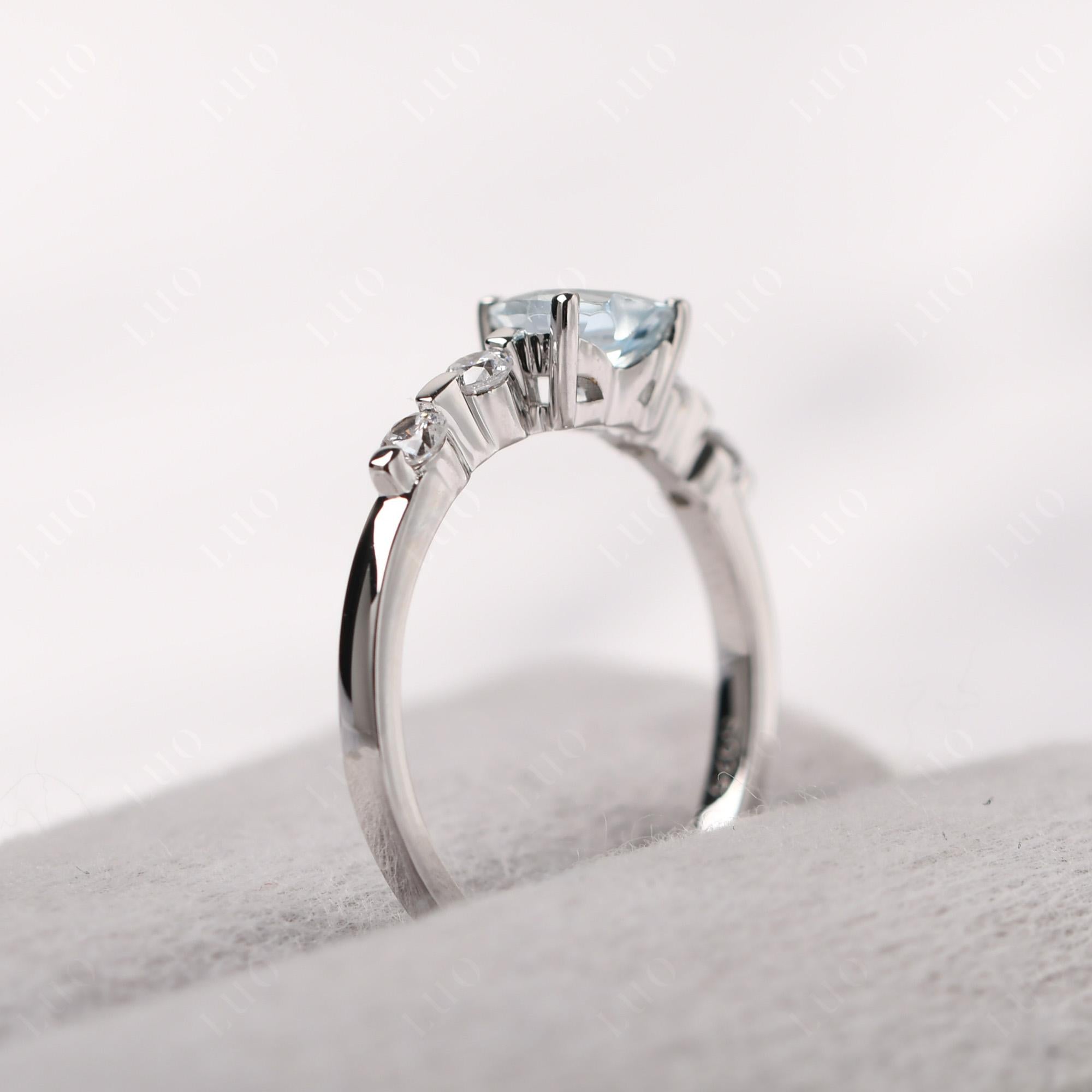 Dainty Heart Aquamarine Engagement Ring - LUO Jewelry