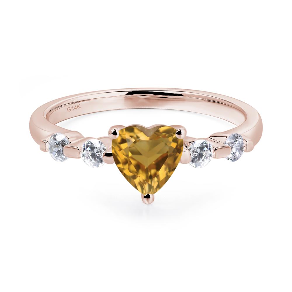 Dainty Heart Citrine Engagement Ring - LUO Jewelry #metal_14k rose gold