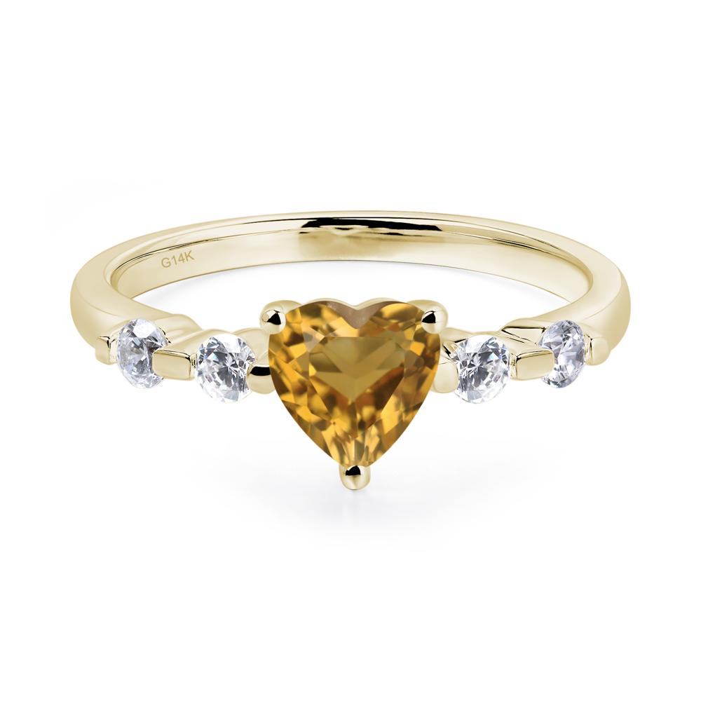 Dainty Heart Citrine Engagement Ring - LUO Jewelry #metal_14k yellow gold