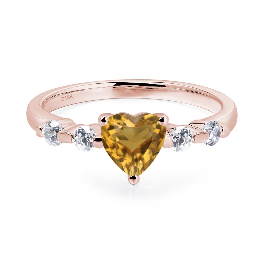 Dainty Heart Citrine Engagement Ring - LUO Jewelry #metal_18k rose gold
