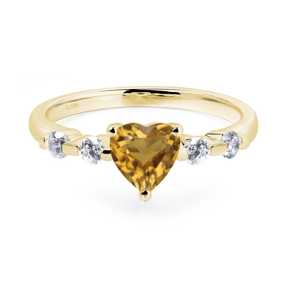 Dainty Heart Citrine Engagement Ring - LUO Jewelry #metal_18k yellow gold