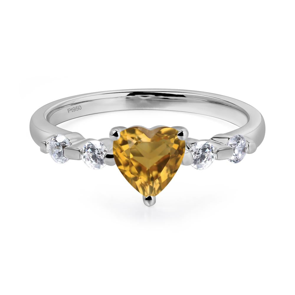 Dainty Heart Citrine Engagement Ring - LUO Jewelry #metal_platinum