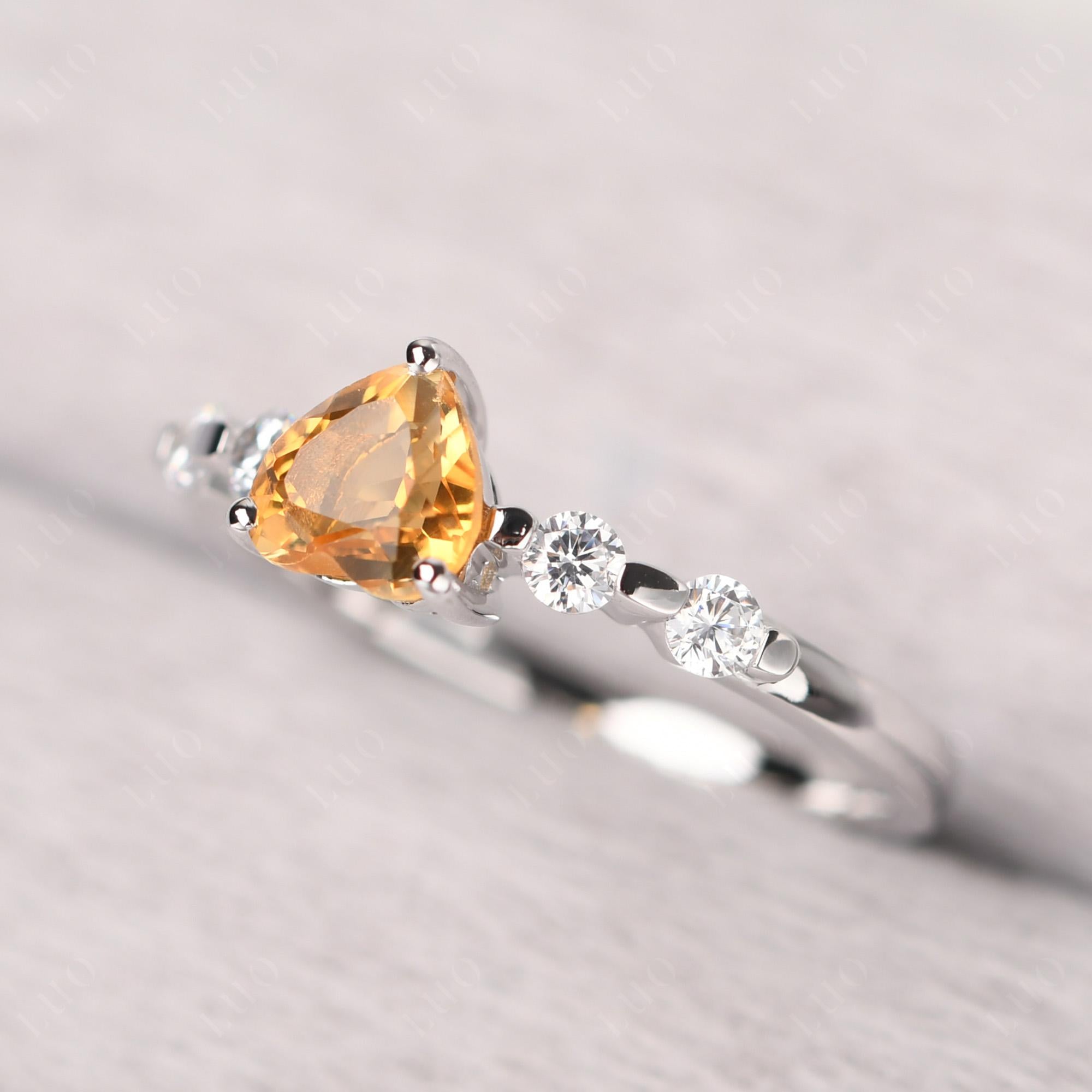 Dainty Heart Citrine Engagement Ring - LUO Jewelry