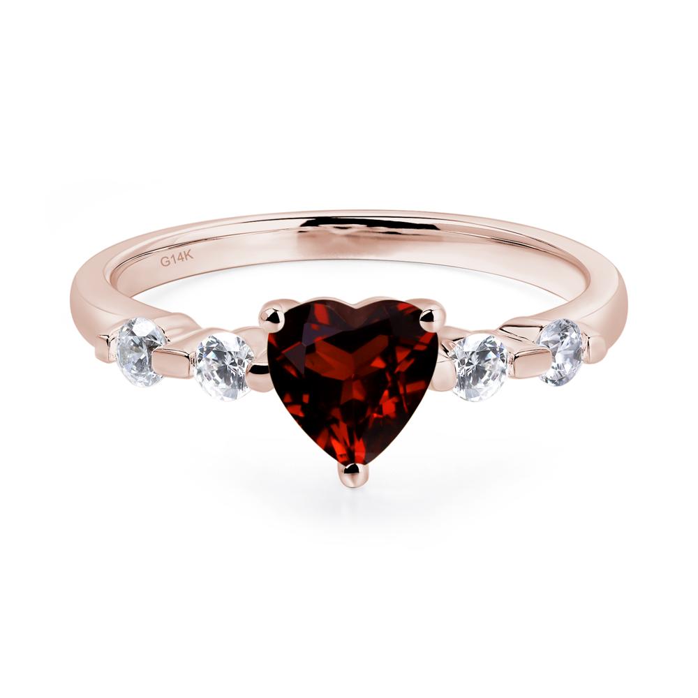 Dainty Heart Garnet Engagement Ring - LUO Jewelry #metal_14k rose gold