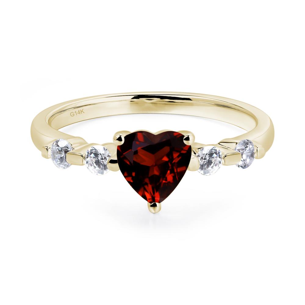 Dainty Heart Garnet Engagement Ring - LUO Jewelry #metal_14k yellow gold