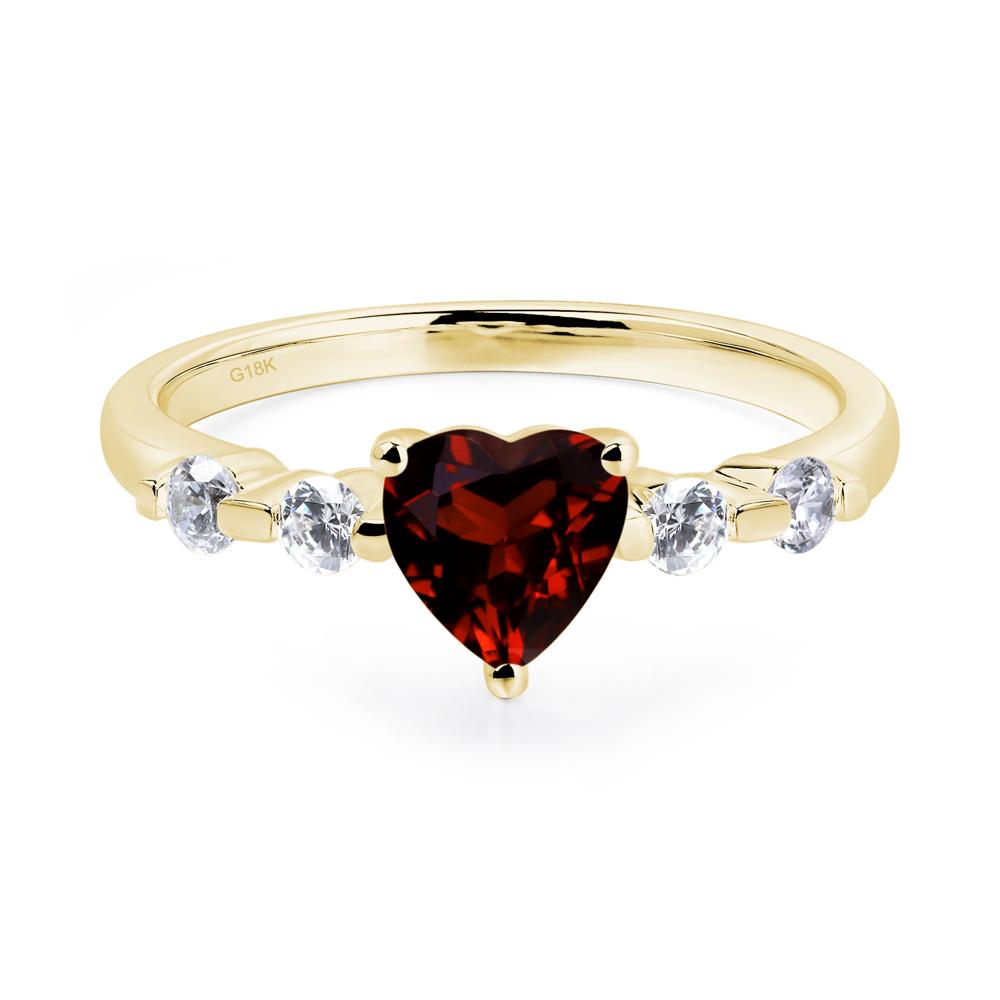 Dainty Heart Garnet Engagement Ring - LUO Jewelry #metal_18k yellow gold