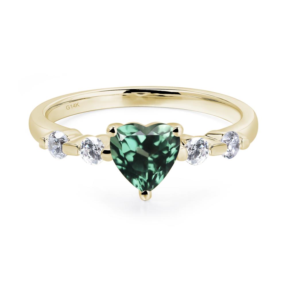 Dainty Heart Lab Green Sapphire Engagement Ring - LUO Jewelry #metal_14k yellow gold