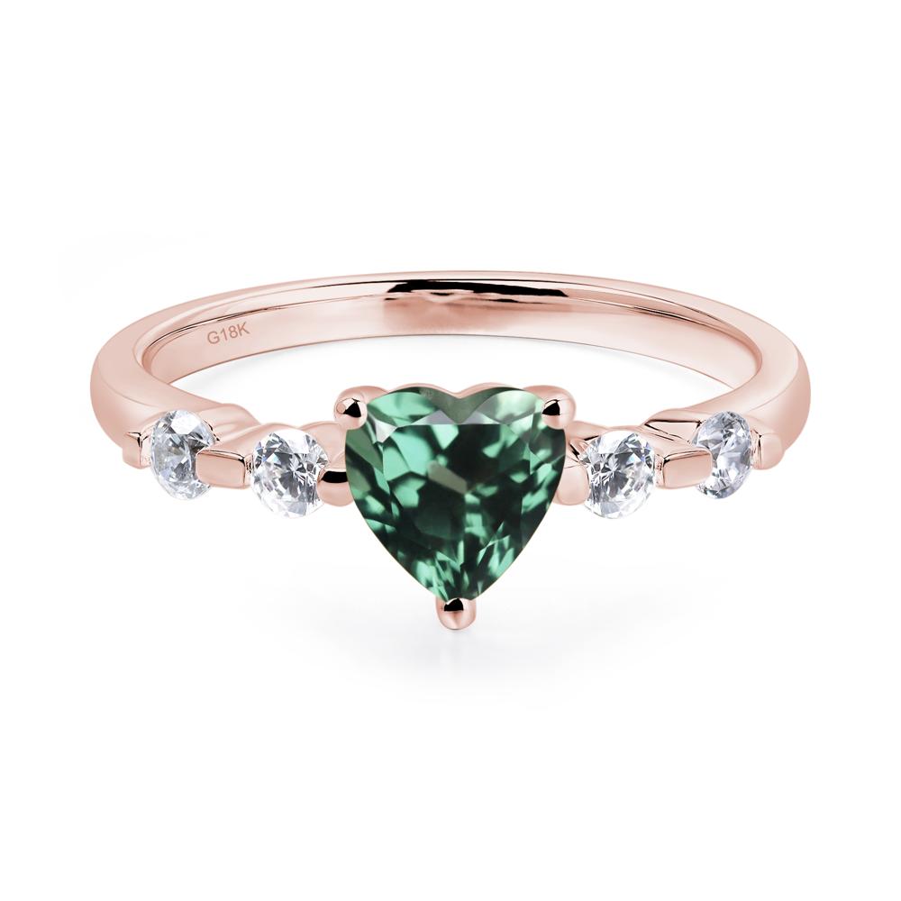 Dainty Heart Lab Green Sapphire Engagement Ring - LUO Jewelry #metal_18k rose gold
