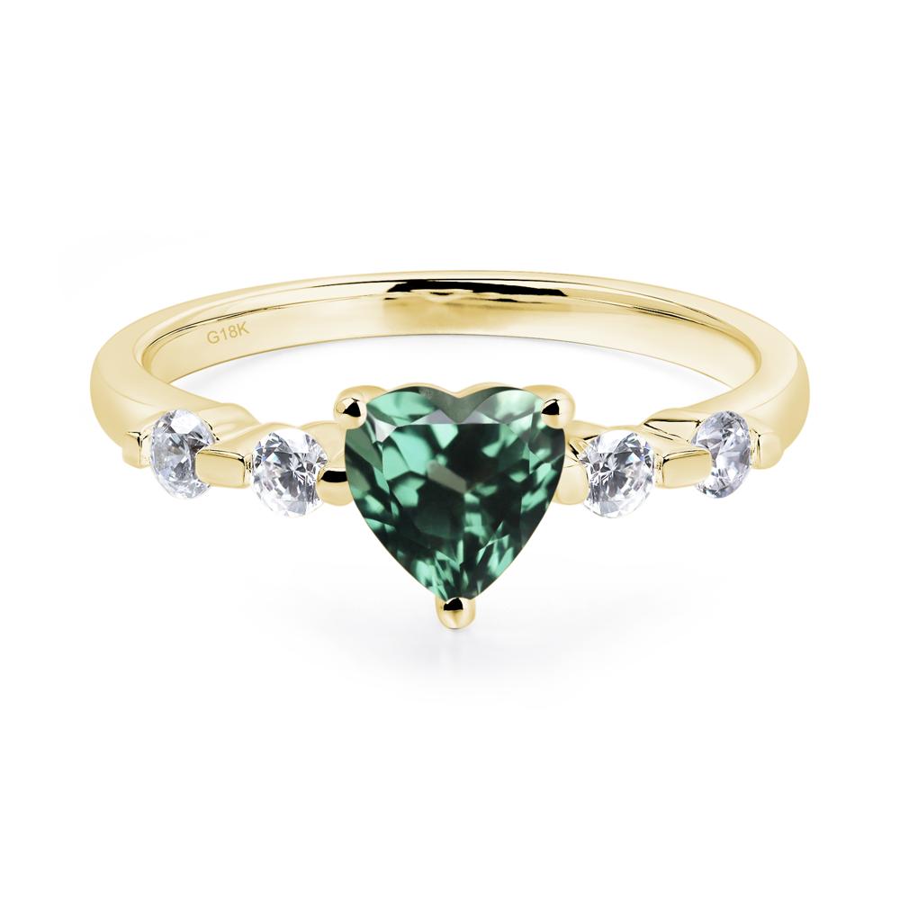 Dainty Heart Lab Green Sapphire Engagement Ring - LUO Jewelry #metal_18k yellow gold