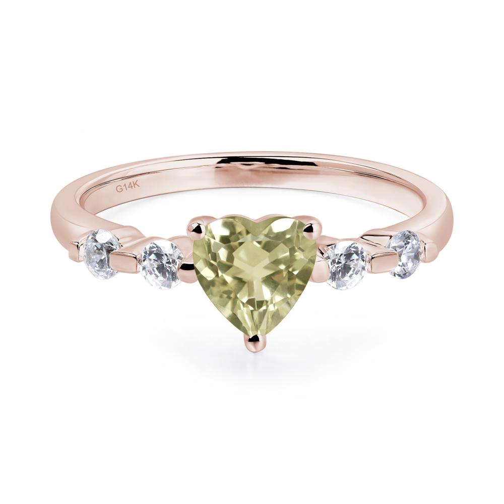Dainty Heart Lemon Quartz Engagement Ring - LUO Jewelry #metal_14k rose gold