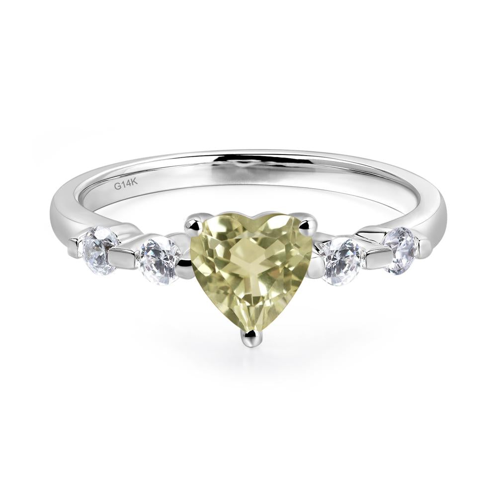 Dainty Heart Lemon Quartz Engagement Ring - LUO Jewelry #metal_14k white gold