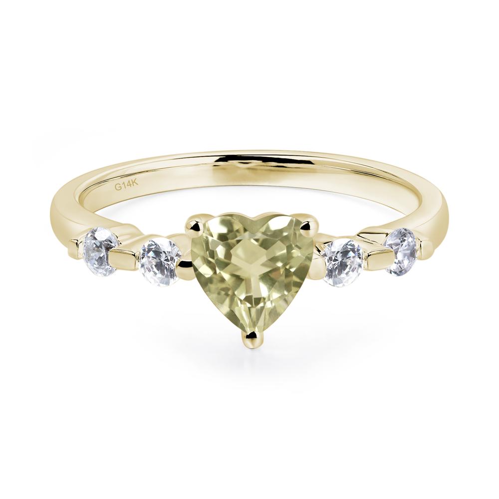 Dainty Heart Lemon Quartz Engagement Ring - LUO Jewelry #metal_14k yellow gold