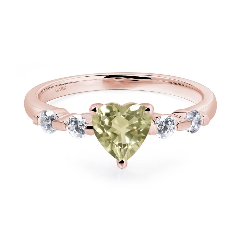 Dainty Heart Lemon Quartz Engagement Ring - LUO Jewelry #metal_18k rose gold