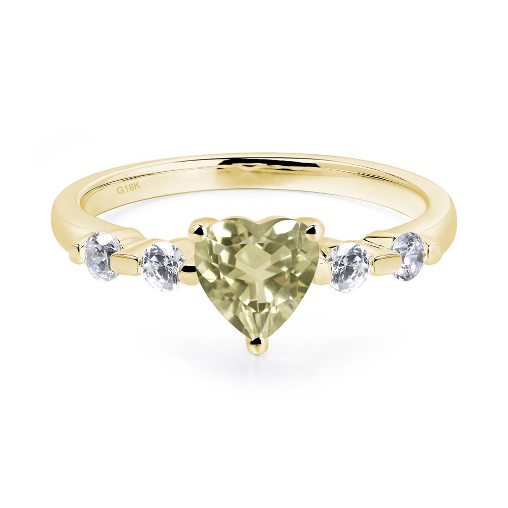 Dainty Heart Lemon Quartz Engagement Ring - LUO Jewelry #metal_18k yellow gold