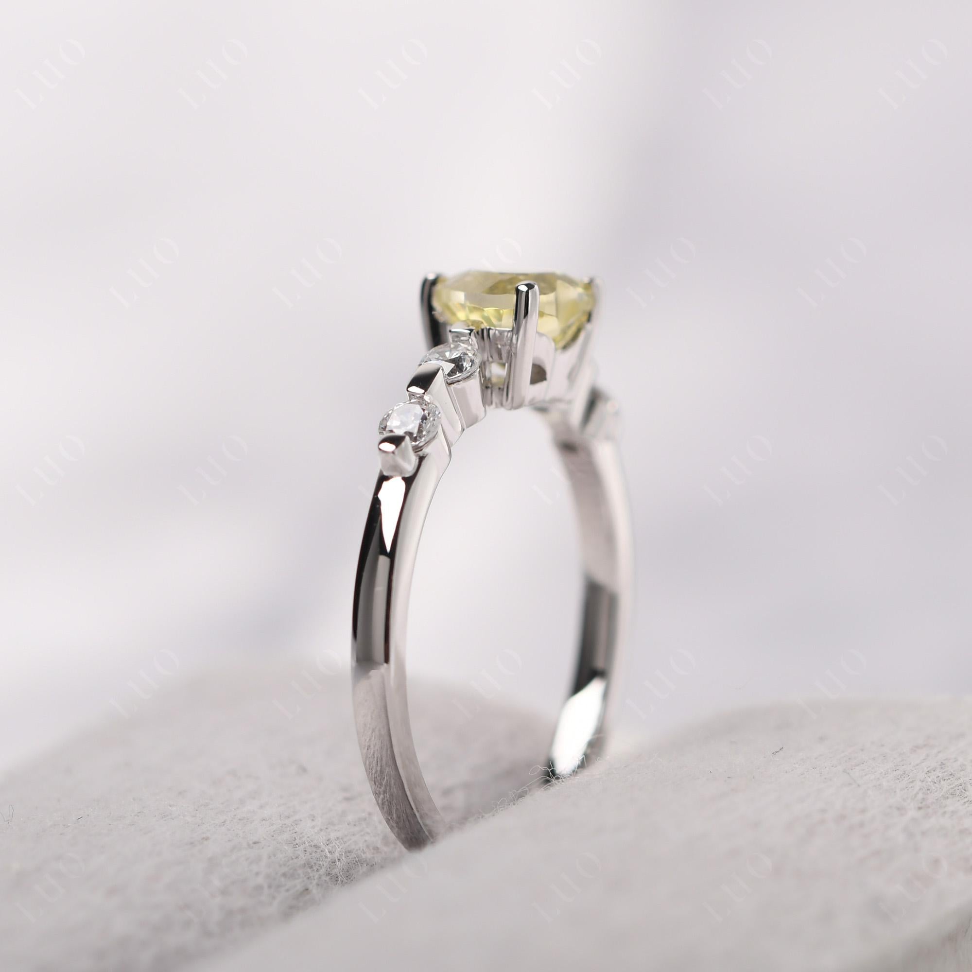 Dainty Heart Lemon Quartz Engagement Ring - LUO Jewelry