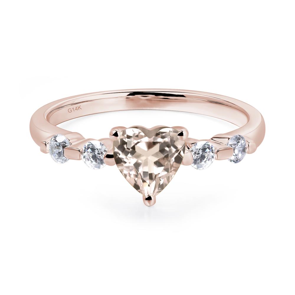 Dainty Heart Morganite Engagement Ring - LUO Jewelry #metal_14k rose gold