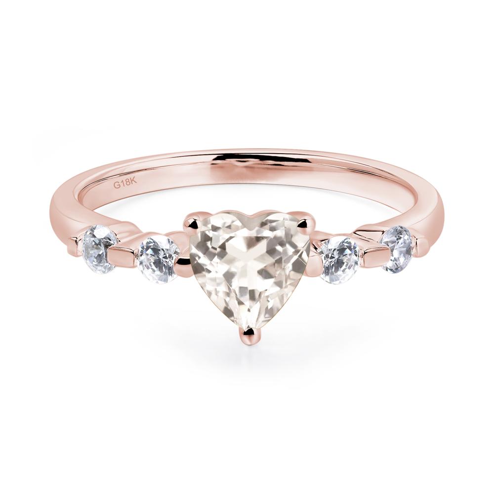 Dainty Heart Morganite Engagement Ring - LUO Jewelry #metal_18k rose gold