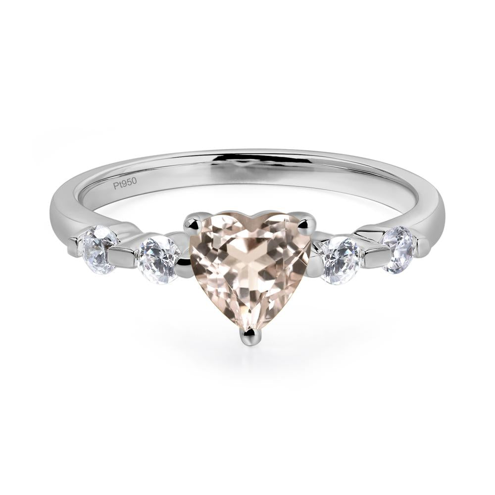 Dainty Heart Morganite Engagement Ring - LUO Jewelry #metal_platinum