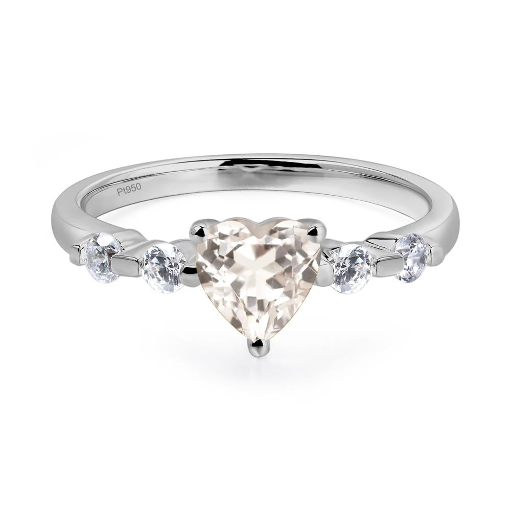 Dainty Heart Morganite Engagement Ring - LUO Jewelry #metal_platinum