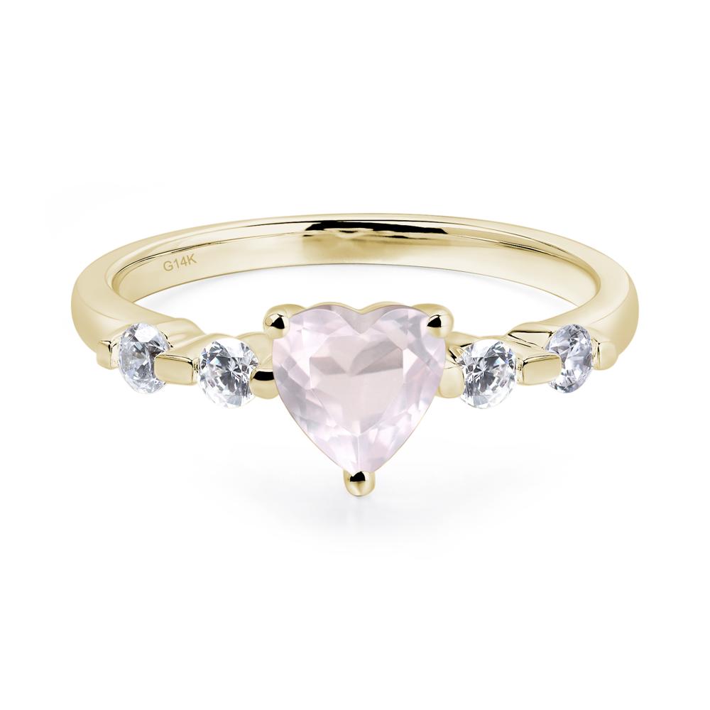 Dainty Heart Rose Quartz Engagement Ring - LUO Jewelry #metal_14k yellow gold