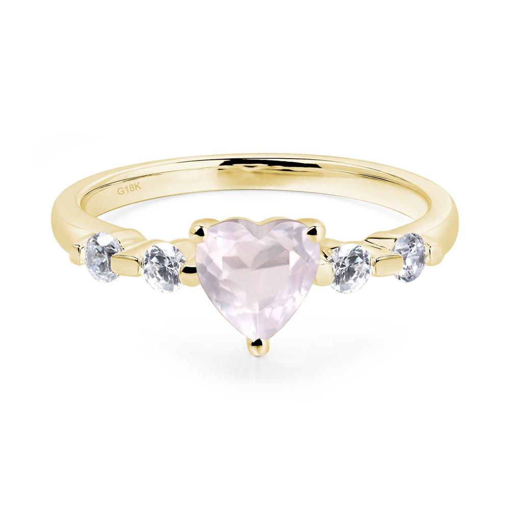 Dainty Heart Rose Quartz Engagement Ring - LUO Jewelry #metal_18k yellow gold