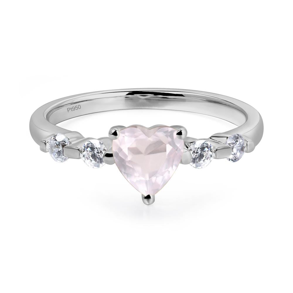 Dainty Heart Rose Quartz Engagement Ring - LUO Jewelry #metal_platinum
