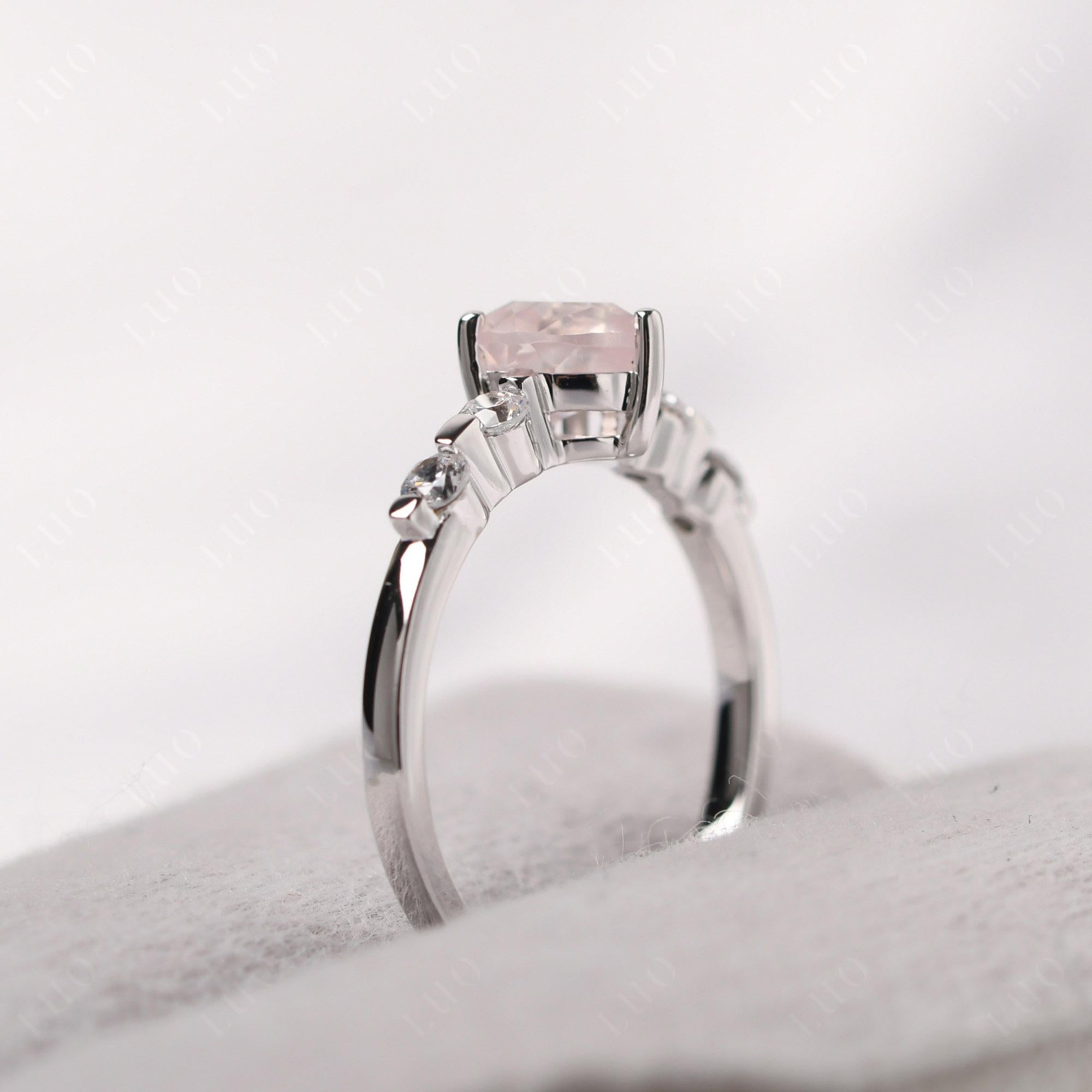 Dainty Heart Rose Quartz Engagement Ring - LUO Jewelry
