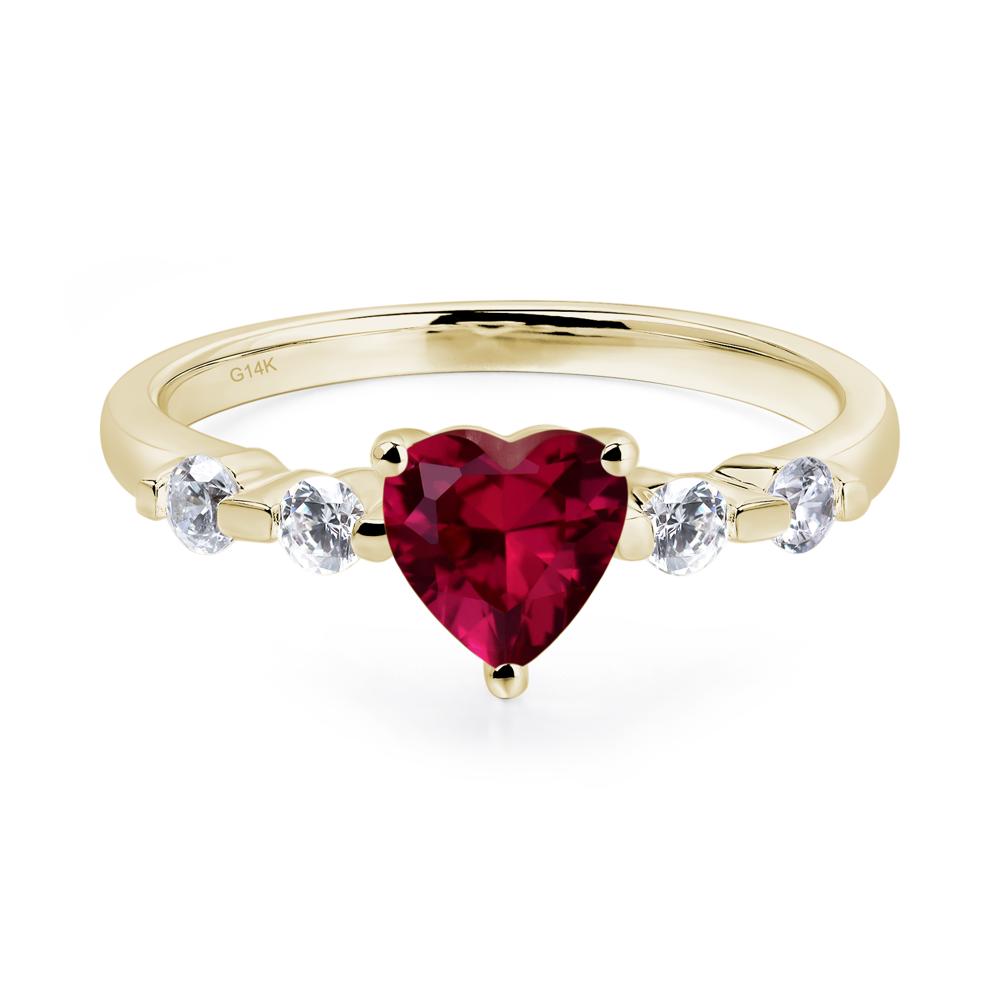 Dainty Heart Ruby Engagement Ring - LUO Jewelry #metal_14k yellow gold