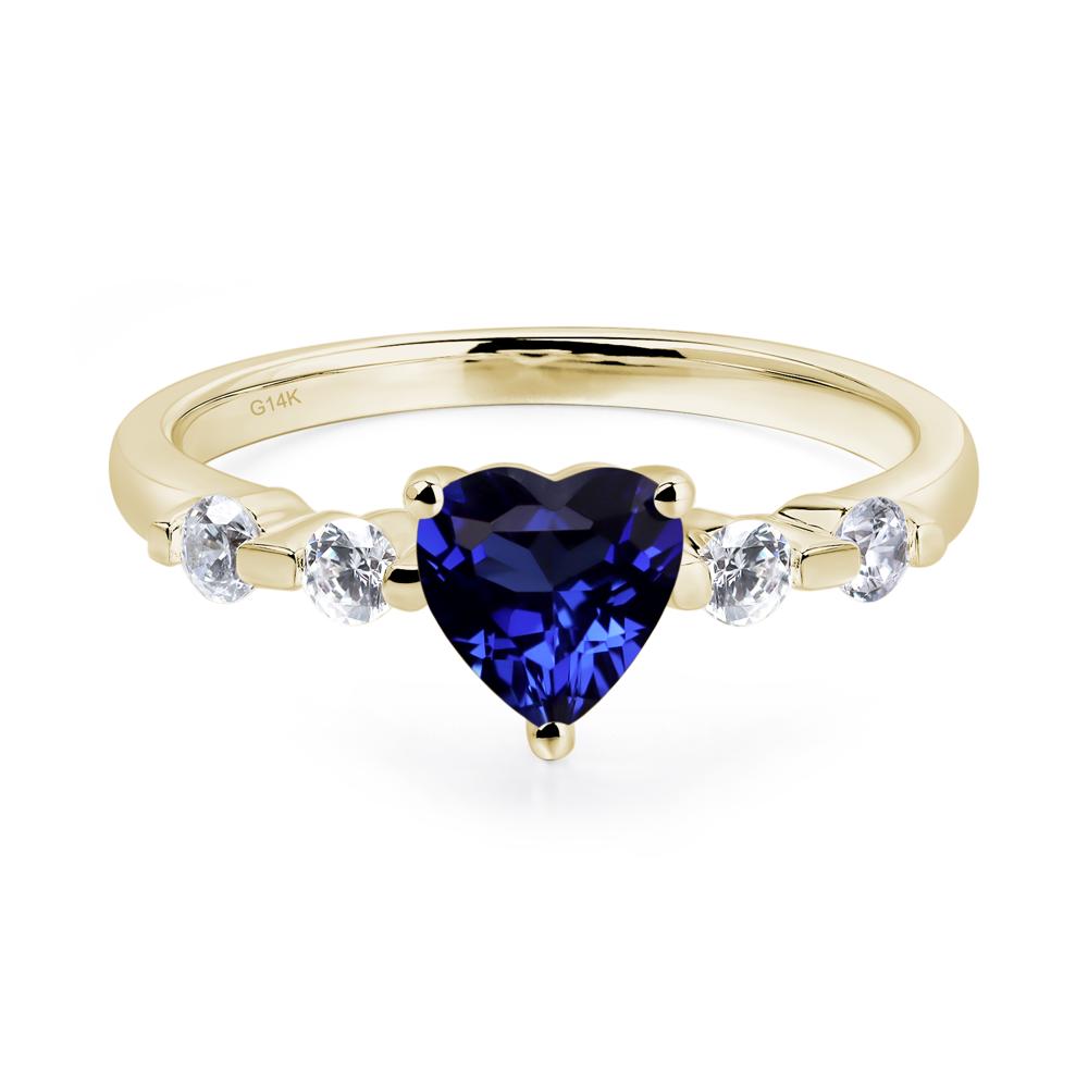 Dainty Heart Lab Created Sapphire Engagement Ring - LUO Jewelry #metal_14k yellow gold