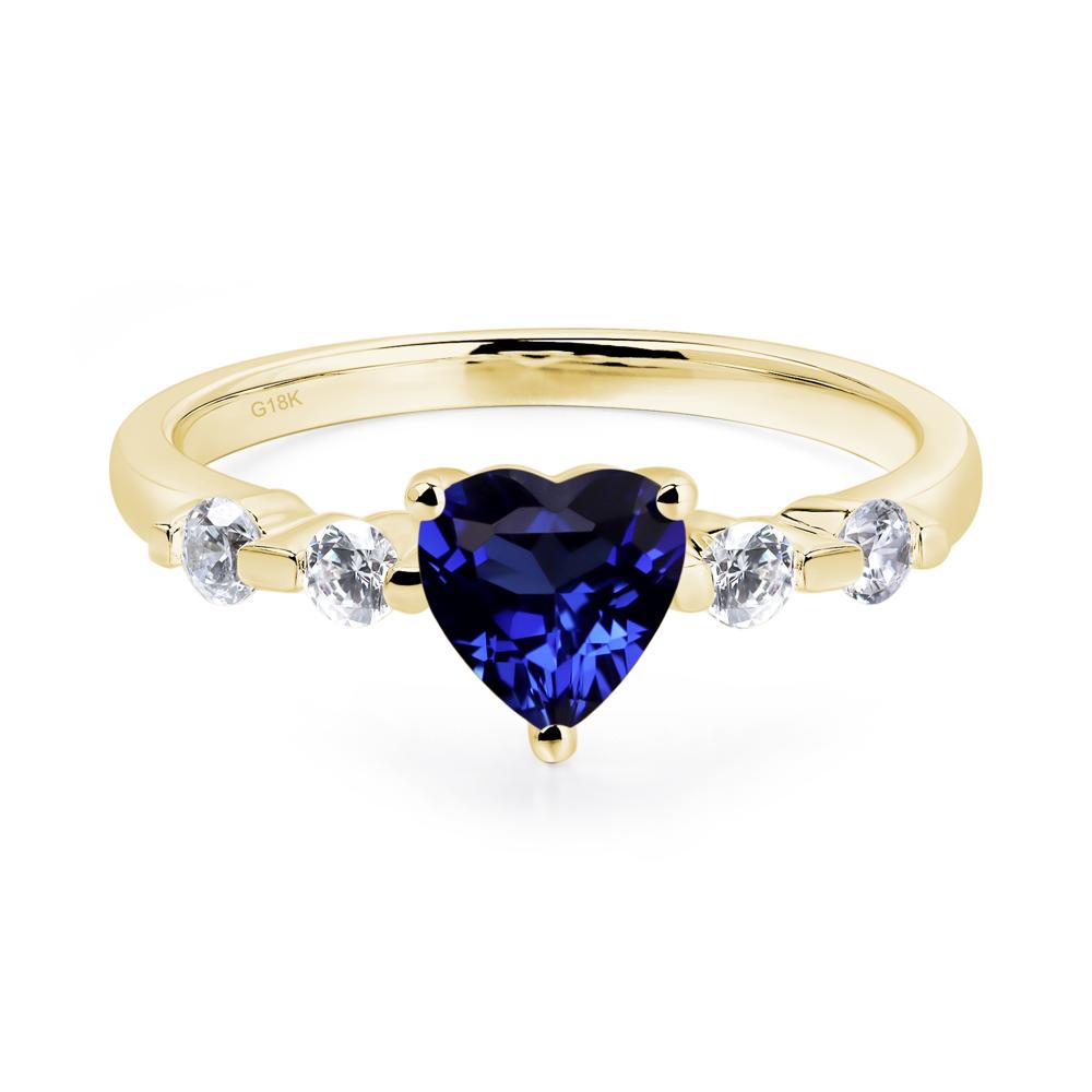 Dainty Heart Lab Sapphire Engagement Ring - LUO Jewelry #metal_18k yellow gold