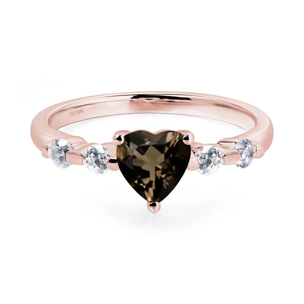 Dainty Heart Smoky Quartz Engagement Ring - LUO Jewelry #metal_18k rose gold