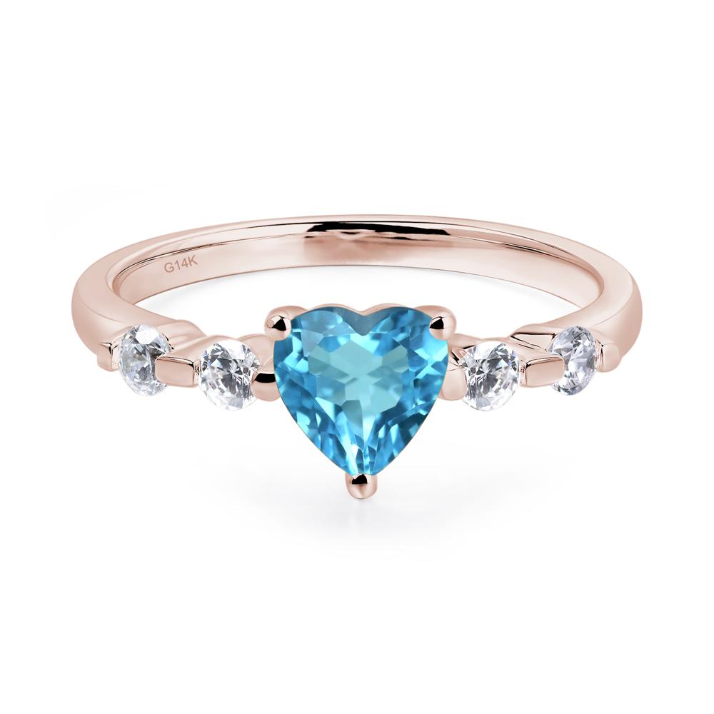 Dainty Heart Swiss Blue Topaz Engagement Ring - LUO Jewelry #metal_14k rose gold