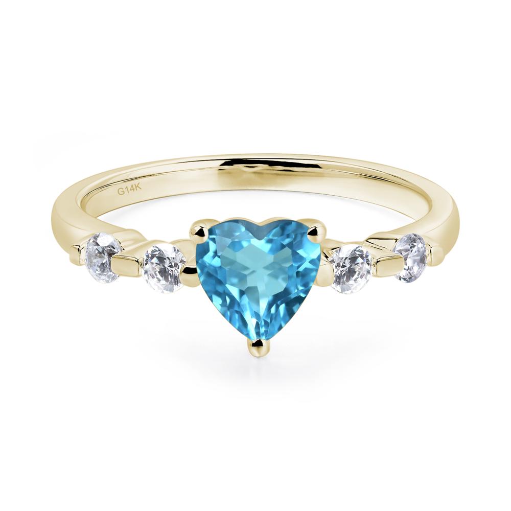 Dainty Heart Swiss Blue Topaz Engagement Ring - LUO Jewelry #metal_14k yellow gold