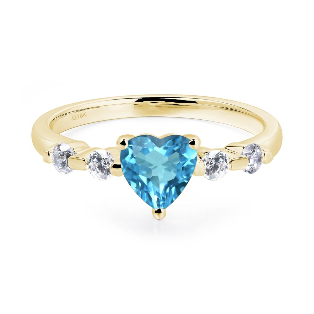 Dainty Heart Swiss Blue Topaz Engagement Ring - LUO Jewelry #metal_18k yellow gold