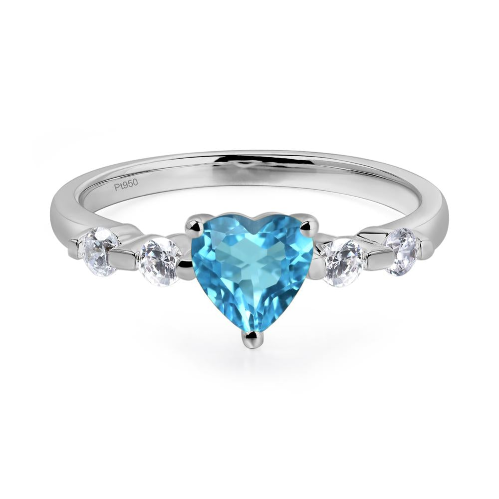 Dainty Heart Swiss Blue Topaz Engagement Ring - LUO Jewelry #metal_platinum