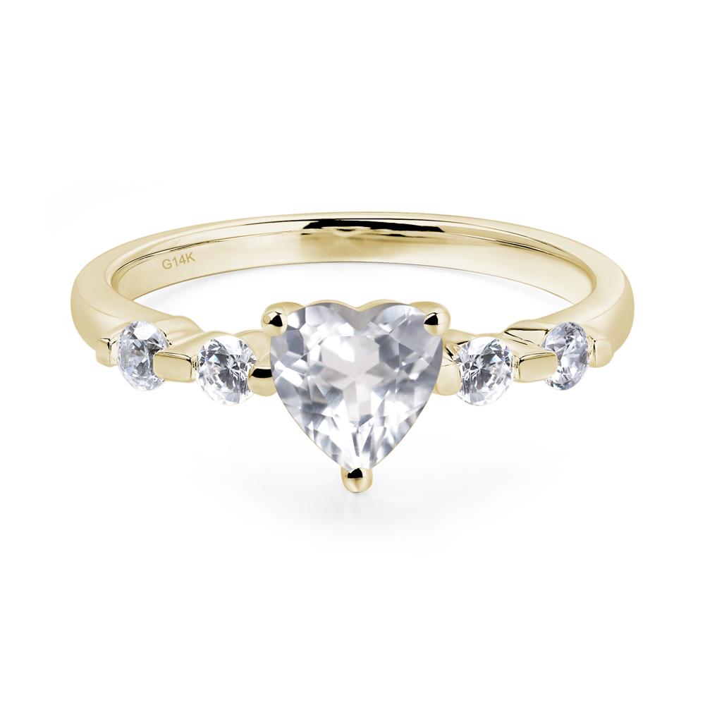 Dainty Heart White Topaz Engagement Ring - LUO Jewelry #metal_14k yellow gold