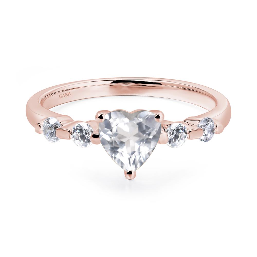 Dainty Heart White Topaz Engagement Ring - LUO Jewelry #metal_18k rose gold