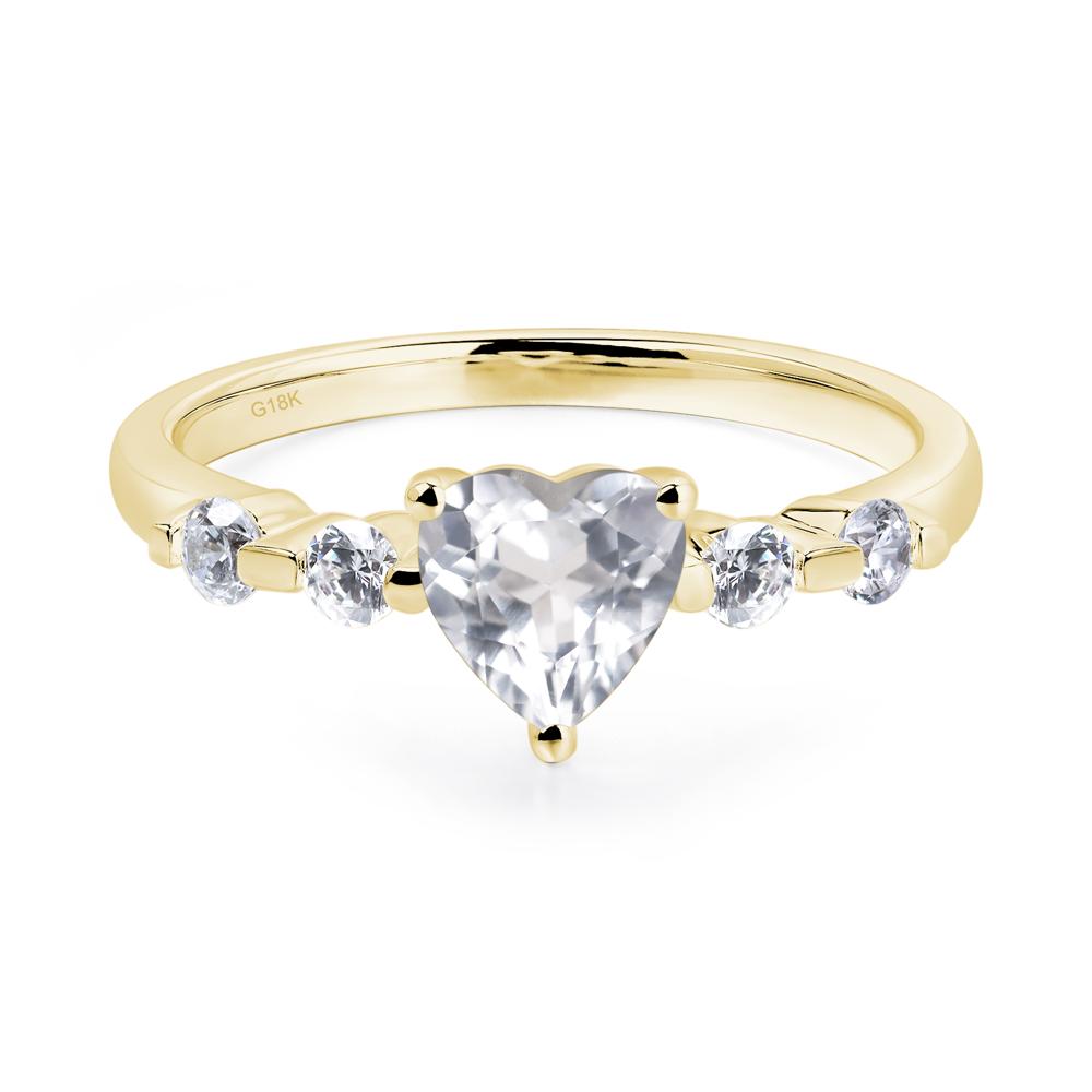 Dainty Heart White Topaz Engagement Ring - LUO Jewelry #metal_18k yellow gold