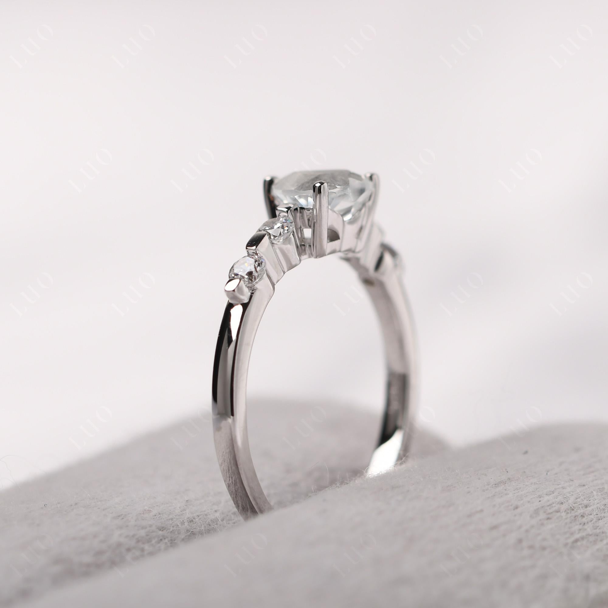 Dainty Heart White Topaz Engagement Ring - LUO Jewelry