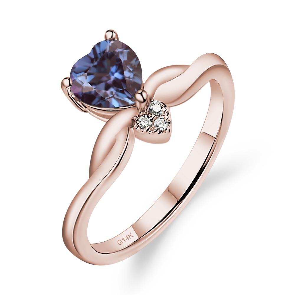 Dainty Twisted Lab Grown Alexandrite Engagement Ring - LUO Jewelry #metal_14k rose gold