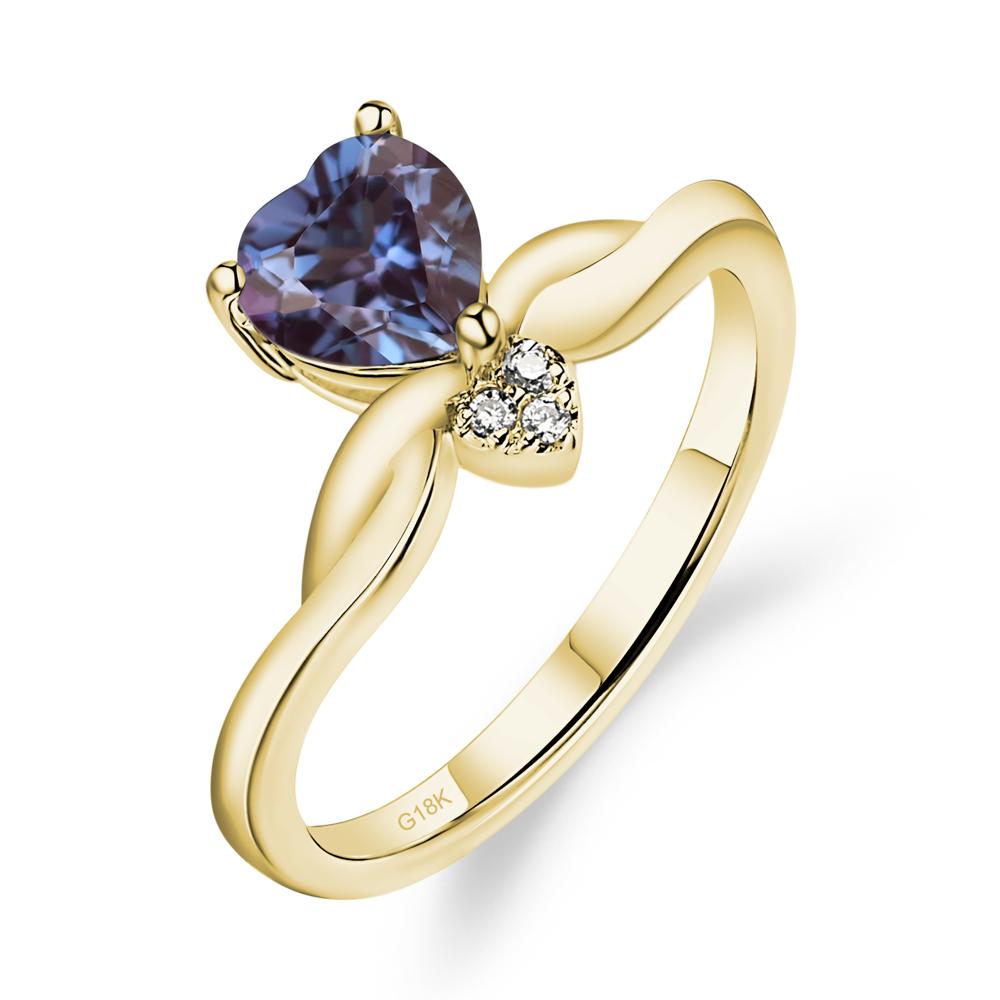 Dainty Twisted Lab Grown Alexandrite Engagement Ring - LUO Jewelry #metal_18k yellow gold