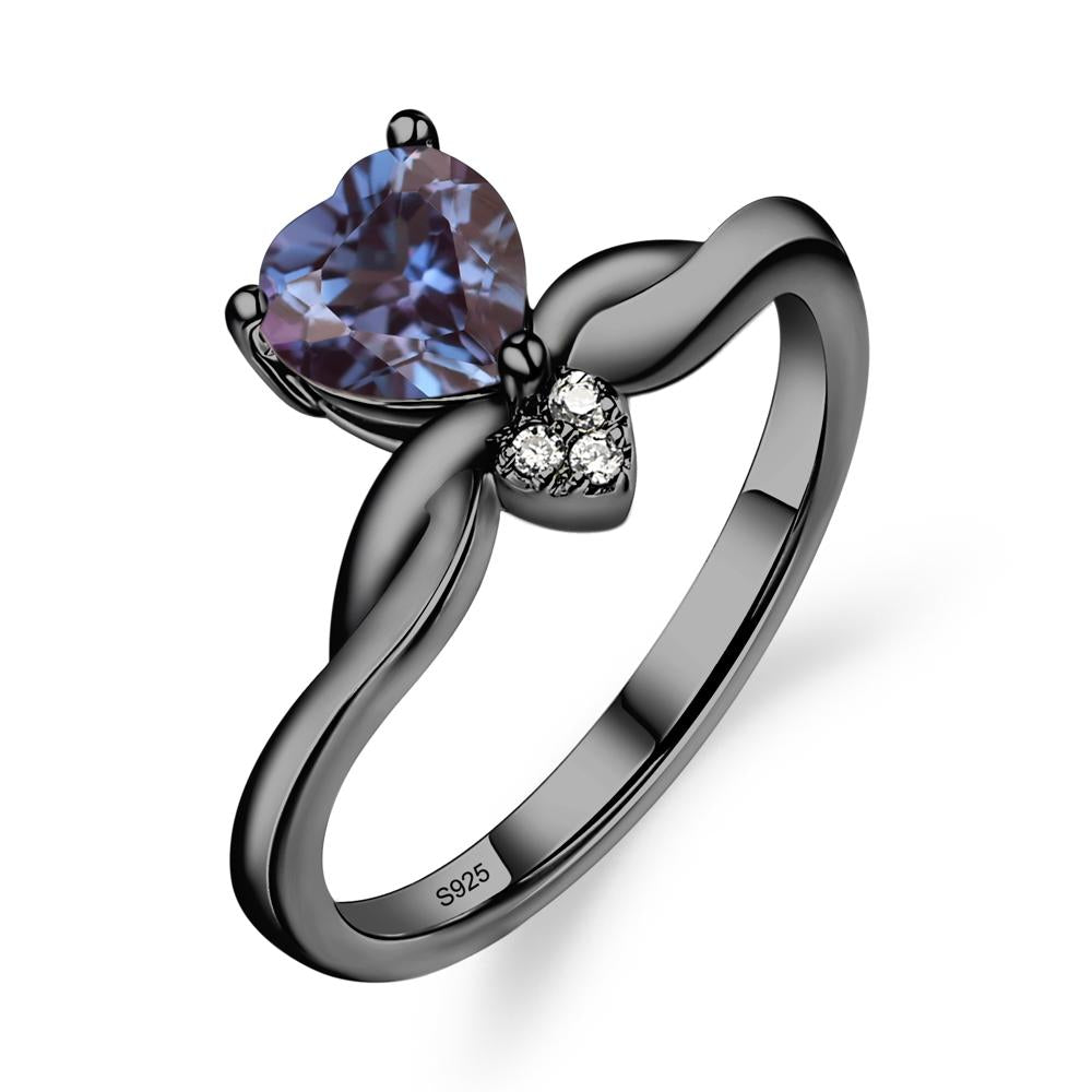 Dainty Twisted Lab Grown Alexandrite Engagement Ring - LUO Jewelry #metal_black finish sterling silver