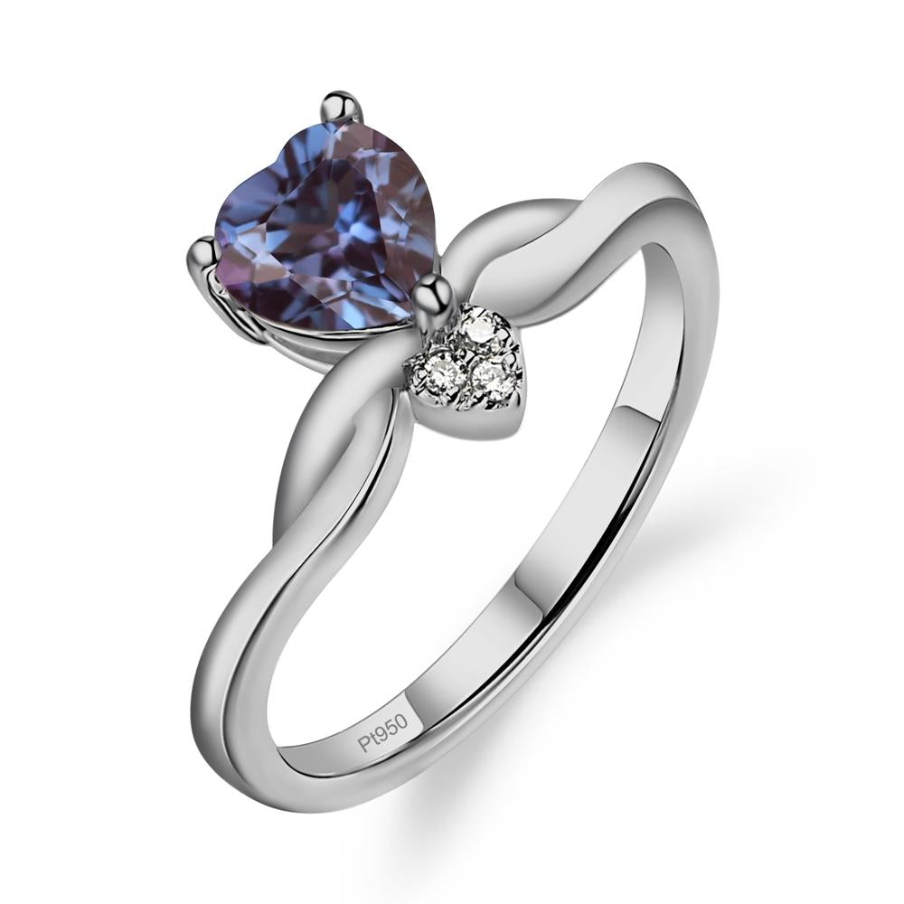 Dainty Twisted Lab Grown Alexandrite Engagement Ring - LUO Jewelry #metal_platinum