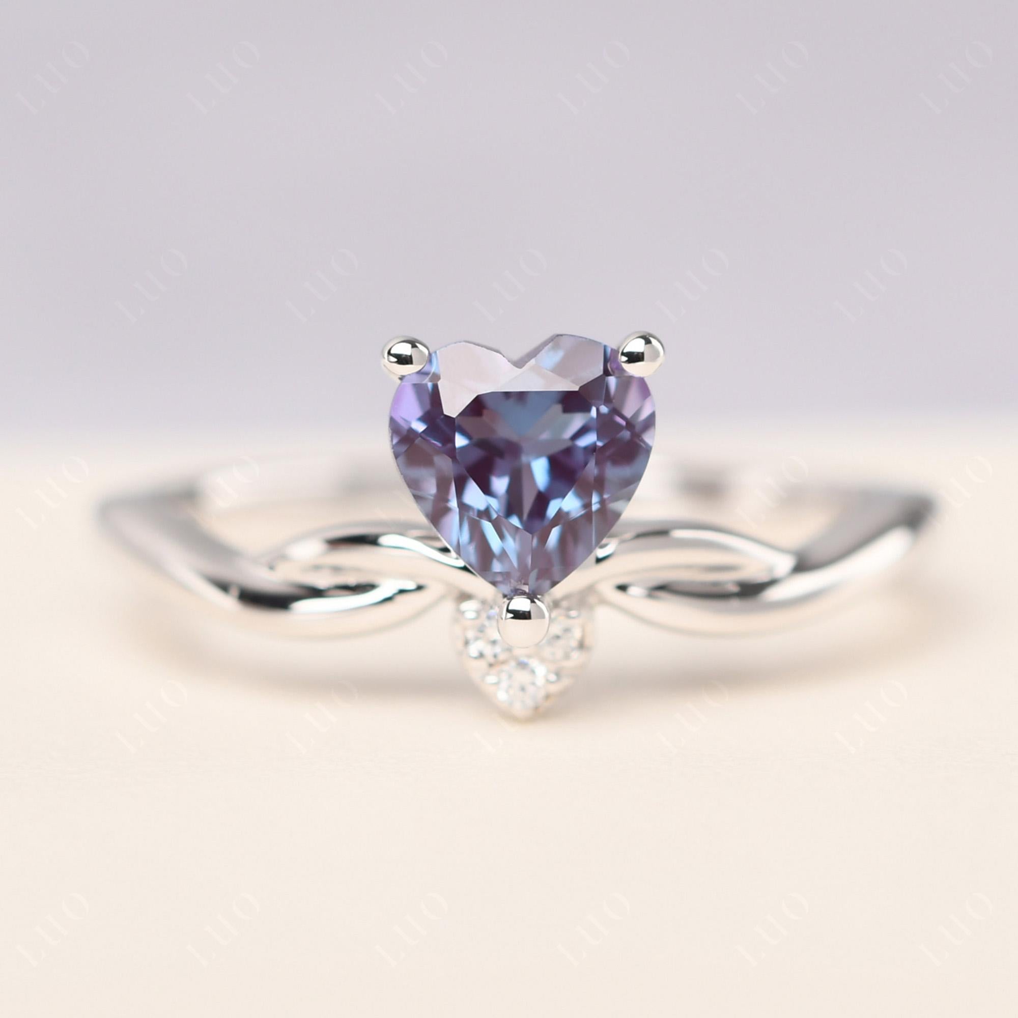 Dainty Twisted Lab Grown Alexandrite Engagement Ring - LUO Jewelry